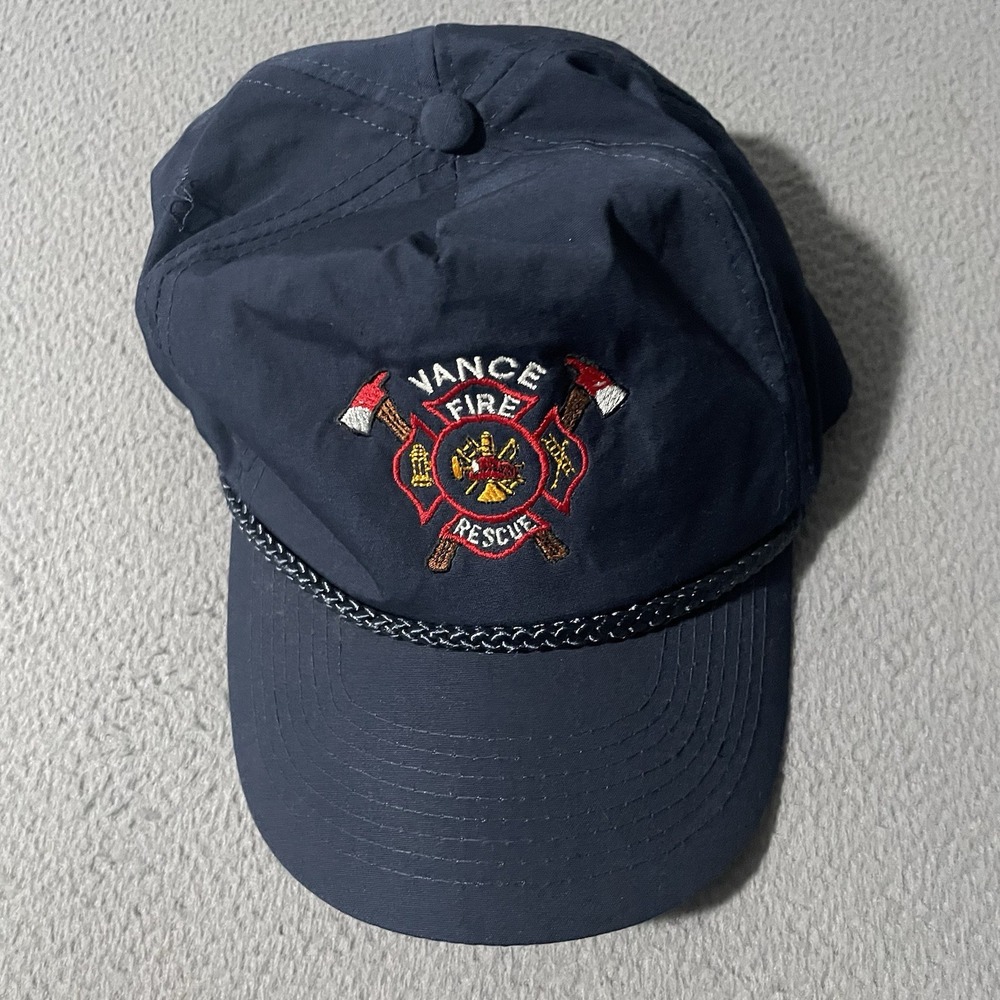 Vintage Vance Nc Fire And Rescue Patch Hat Trucker‎ Rope Adjustable Hat Cap